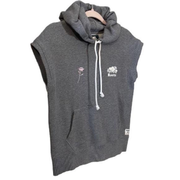 Roots Sleeveless Grey Hooded Sweatshirt Size Small - Picture 1 of 16